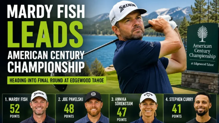 Mardy Fish leads the 2026 American Century Championship at Edgewood Tahoe